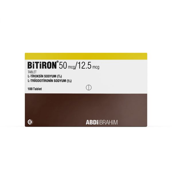 BITIRON – [ T3 -LIOTHYRONINE 12.5MCG / T4 -THYROXINE 50MCG MIX ] – ABDIIBRAHIM PHARMA [ 100 TABLETS ]